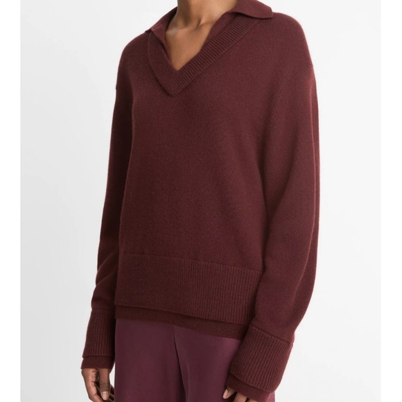 Double Layer Wool & Cashmere Sweater (Vince, Medium, burgundy) - Picture 2 of 13